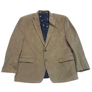 Lauren By Ralph Lauren Corduroy Blazer Suit Coat Tan Duck Print